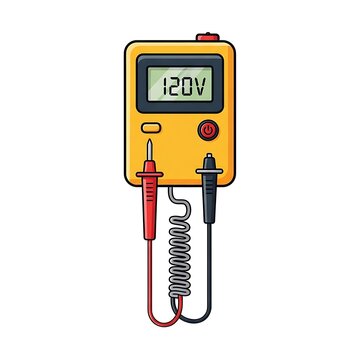 Digital multimeter device with leads.