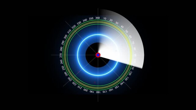 Futuristic Neon Blue Radar HUD with Signal Tracking Dots.Sci-Fi Radar Interface Animation with Glowing Blue Circles.Digital Navigation Screen with Multiple Signal Blips and Scanner.And 4k video