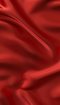 Luxurious Red Wavy Fabric Background &ndash; Elegant Silk Cloth with Smooth Flowing Folds and Satin Texture