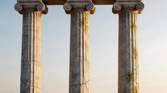 Three ancient stone columns