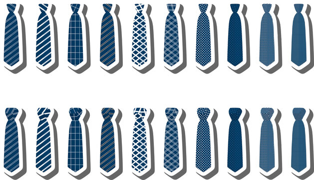 Set ties different types and neckties various size