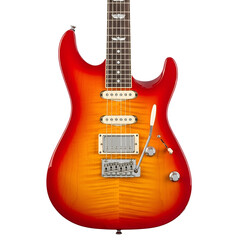 Fototapeta premium Vibrant Sunburst Electric Guitar with Modern Design and Bright Finish