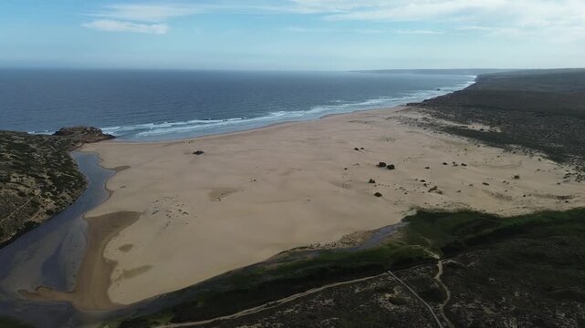 Drone video Praia da bordeira Portugal Europe