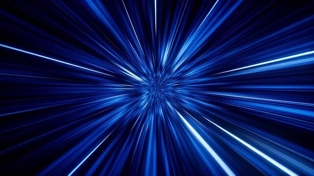 Blue and white light rays radiating from center on dark background