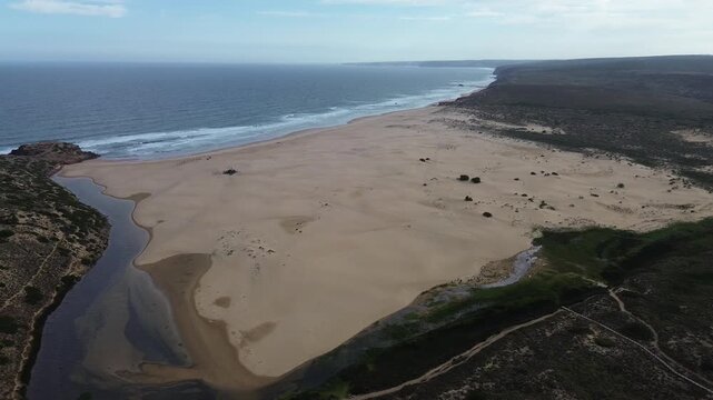 Drone video Praia da bordeira Portugal Europe