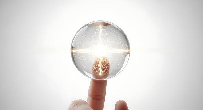 Bola Kristal Ajaib Di Ujung Jari Dengan Cahaya Energi