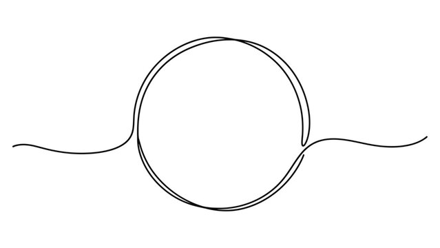 Minimalist Continuous Line Drawing of a Circle with Wavy Lines. Continuous line style. Hand drawn. Line art. Vector design. illustration