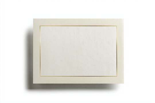 Certificate frame with a minimalist golden border sits on a clean off-white background, creating a sophisticated and professional look suitable for diplomas, awards, or formal document presentations.