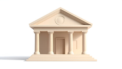 Fototapeta premium A minimalist rendering depicts a classical building facade with prominent columns and a triangular pediment.