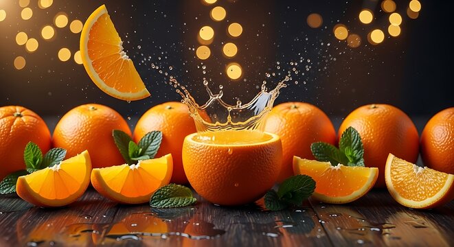 Jeruk Segar dan potongan Jeruk alami penuh rasa segar untuk minuman sehat