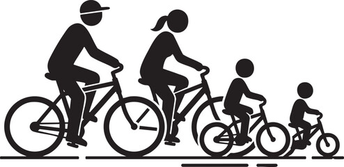 Obraz premium Family Cycling Together illustrator