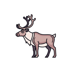Fototapeta premium A detailed illustration of a generic animal with large antlers, standing on a white background