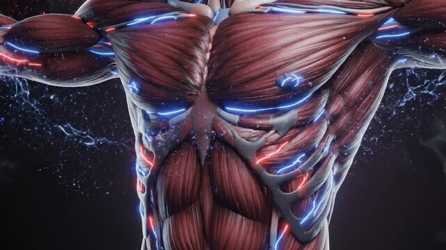 Dynamic Visualization of Muscular System with Animated Muscle Fibers and Digital Effects