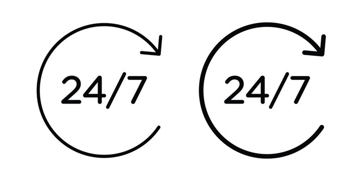 24 Hours a day service icon vector design Illustration pack for apps.