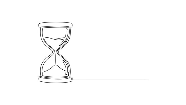 Continuous line drawing of an hourglass symbolizing the passage of time and urgency.. Continuous line style. Hand drawn. Line art. Vector design. illustration