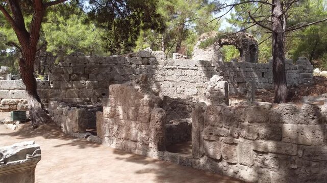 The ancient Greek city of Phaselis, ruins and excavations. Archaeology