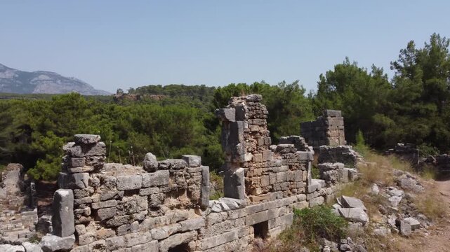 The ancient Greek city of Phaselis, ruins and excavations. Archaeology