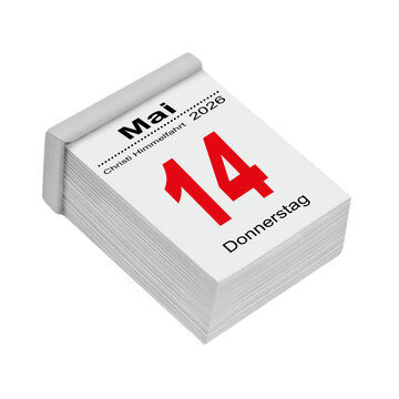 Deutscher Kalender 14. Mai  2026 Christi Himmelfahrt Hintergrund transparent PNG cut out