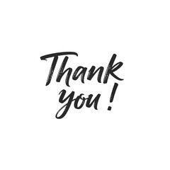 Fototapeta premium A black handwritten Thank You note on a white background with elegant calligraphy