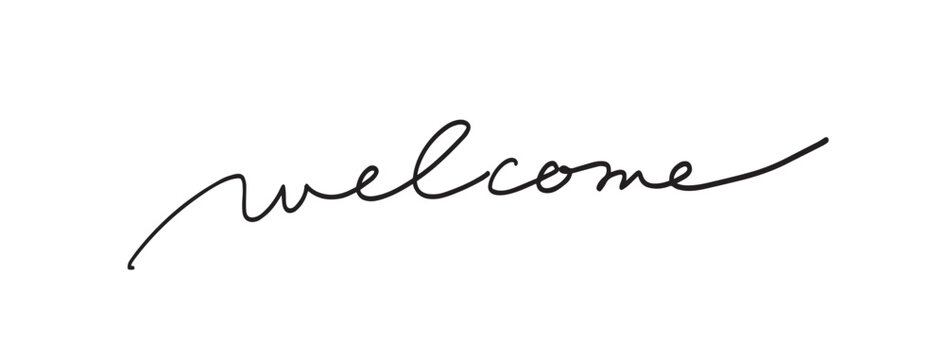 Welcome elegant handwritten script isolated on white background