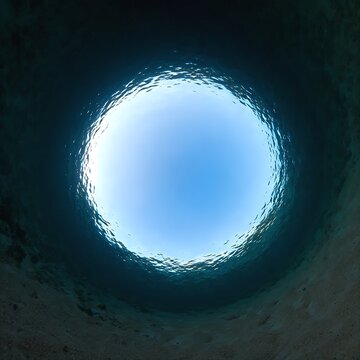 Underwater Looking Up Through Surface Snell Window Circle Light Ocean