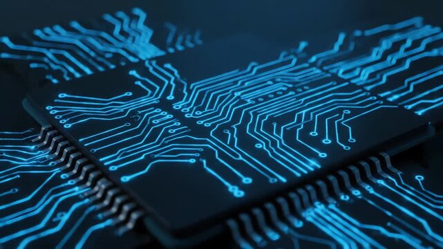 Macro Shot of CPU Processor on Motherboard - Advanced Computer Technology Background