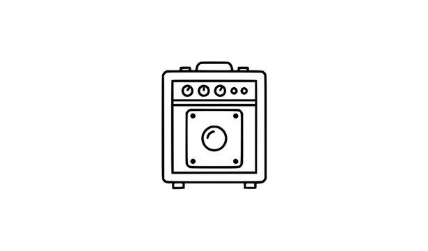 Minimal guitar amplifier vector icon illustration with simple speaker and control knobs design isolated on white
