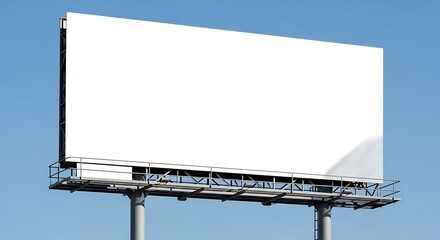 Obraz premium Blank billboard against clear blue sky ideal for advertising and promotion