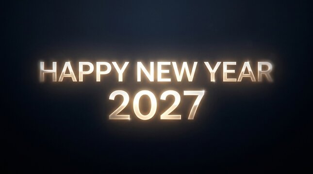 Happy New Year 2027 Elegant Golden Text on Dark Background