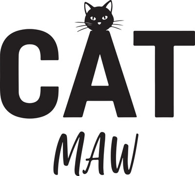 Cat maw with feline animal black and white text