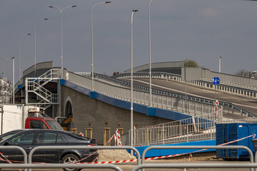 Construction of a new bridge in Częstochowa, the Jacek Magiera Viaduct, an asphalt road over the railway tracks, a road investment to improve urban traffic, an empty road in the city center, acceptanc © dominikspalek.pl