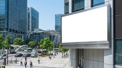 Obraz premium Blank outdoor advertising billboard in a modern city downtown