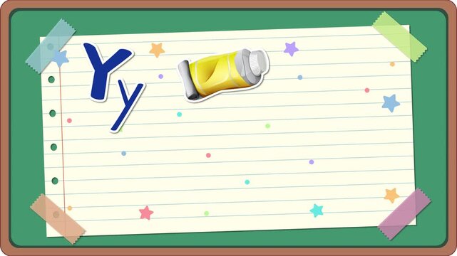 Educational Alphabet Animation for Letter Y with Illustrated Vocabulary Words