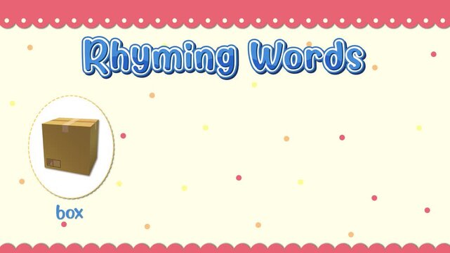 Educational Rhyming Words Animation with Box Fox Socks and Lock