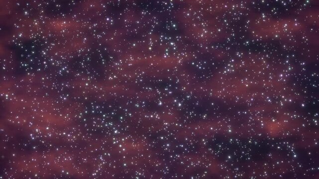Deep Space Nebula with Twinkling Stars and Red Gas Clouds