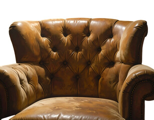 Fototapeta premium Aged, tufted leather armchair with rich, warm brown tones