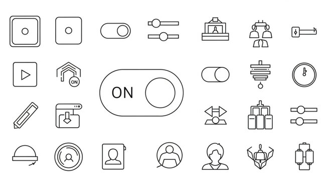 Collection of user interface icons and symbols for digital applications.