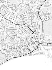 Obraz premium Swansea City Map. Minimalist black and white line art poster for printing, wallpaper, wall art, and map resources for home and office decor