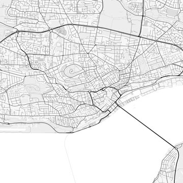Dundee City Map. Minimalist black and white line art poster for printing, wallpaper, wall art, and map resources for home and office decor