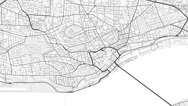 Dundee City Map. Minimalist black and white line art poster for printing, wallpaper, wall art, and map resources for home and office decor