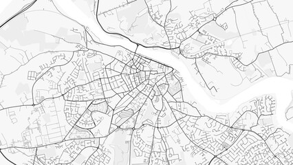 Obraz premium Waterford City Map. Minimalist black and white line art poster for printing, wallpaper, wall art, and map resources for home and office decor