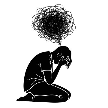 "Person Overwhelmed by Chaotic Thoughts in Mental Distress"

