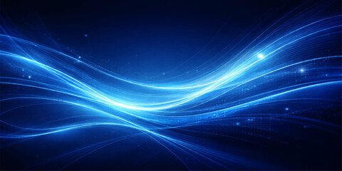 Abstract blue fractal wave design with dynamic light lines and energy motion patterns creating a stunning digital art wallpaper backdrop © MasterCrafted
