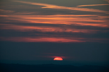 Zachód Słońca, Polska, Dolny Śląsk, Góra, Zawodna, widok, wieża widokowa, © Adrian Jaśpiński