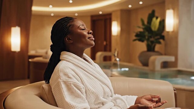 Relaxing moment in a calming spa lounge