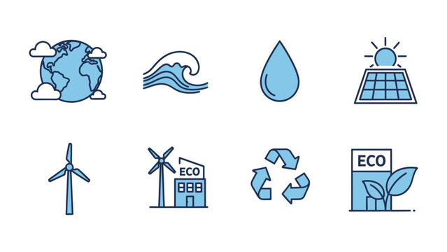 Eco-Friendly Icons: a collection of illustrations representing environmentally conscious practices, promoting sustainability.