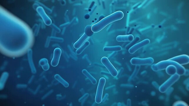 Microscopic view of rod-shaped bacteria microorganisms