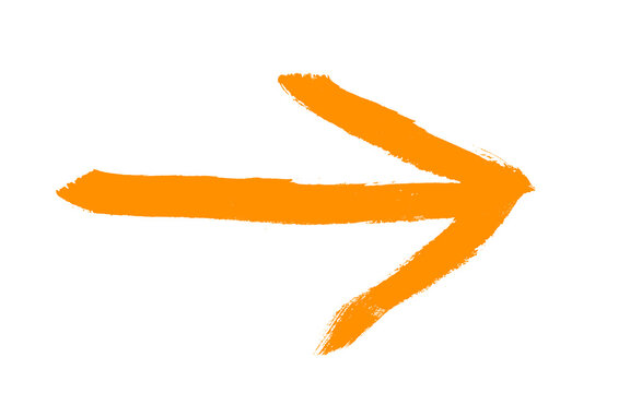 Gemalter Pfeil in orange gemalt mit einem Pinsel