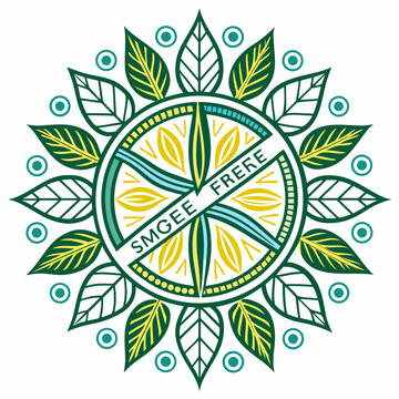 Green leaf mandala circle ornament smgee frere design.