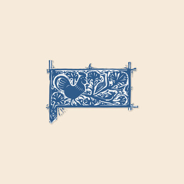 Ornamental decorative wall baseboard cock farm retro logo vintage illustration design vector element